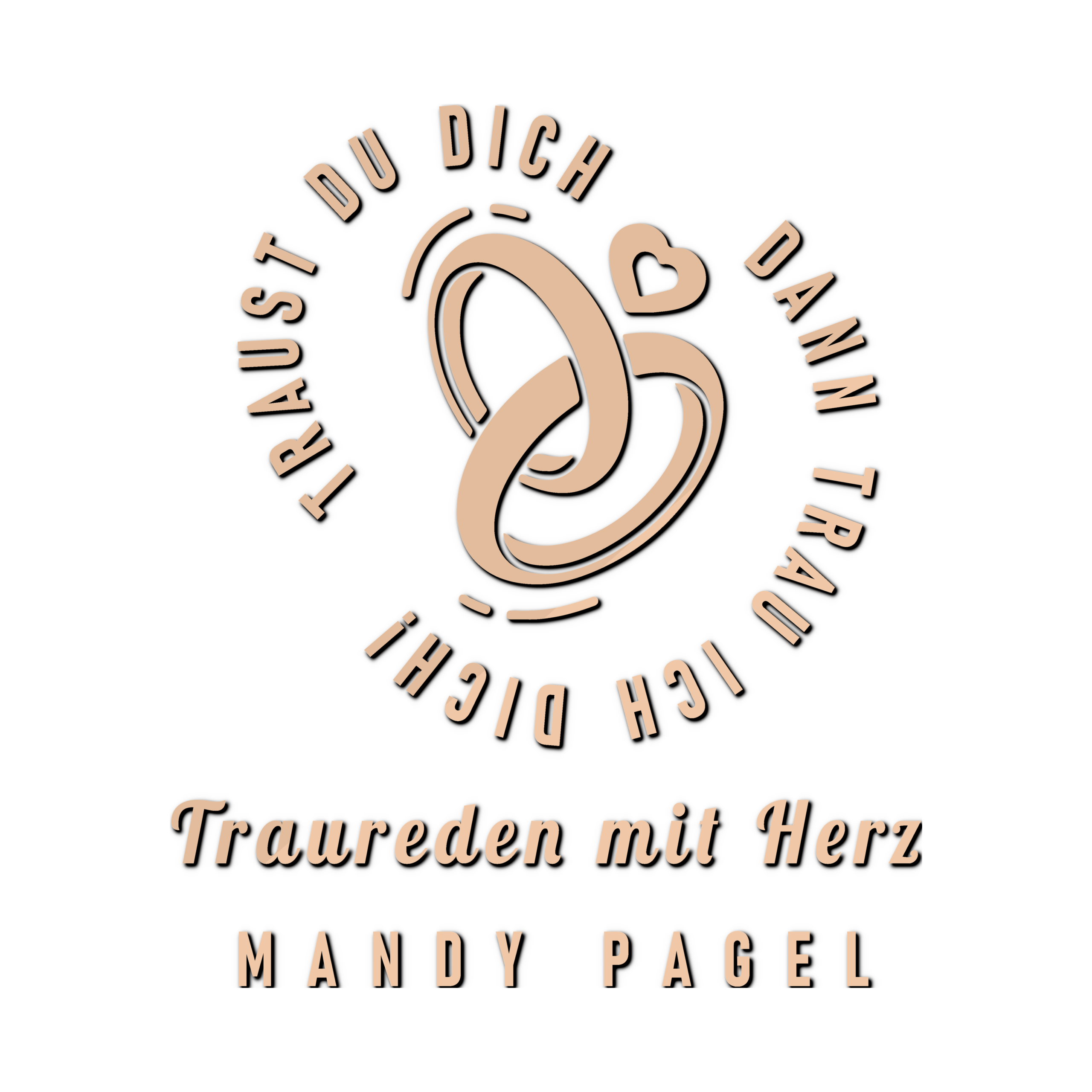 Logo Traureden mit Herz (mit Schatten)